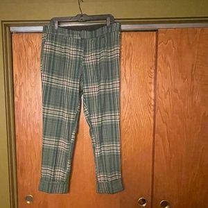 Free People Green Plaid Pants